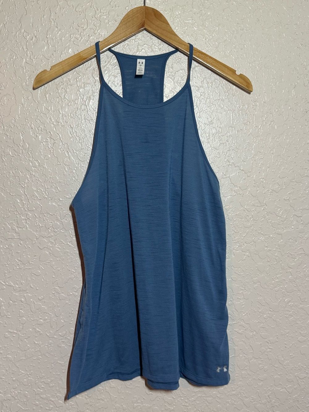 Under Armour Heather Blue Racerback Tank Top Side Slits M